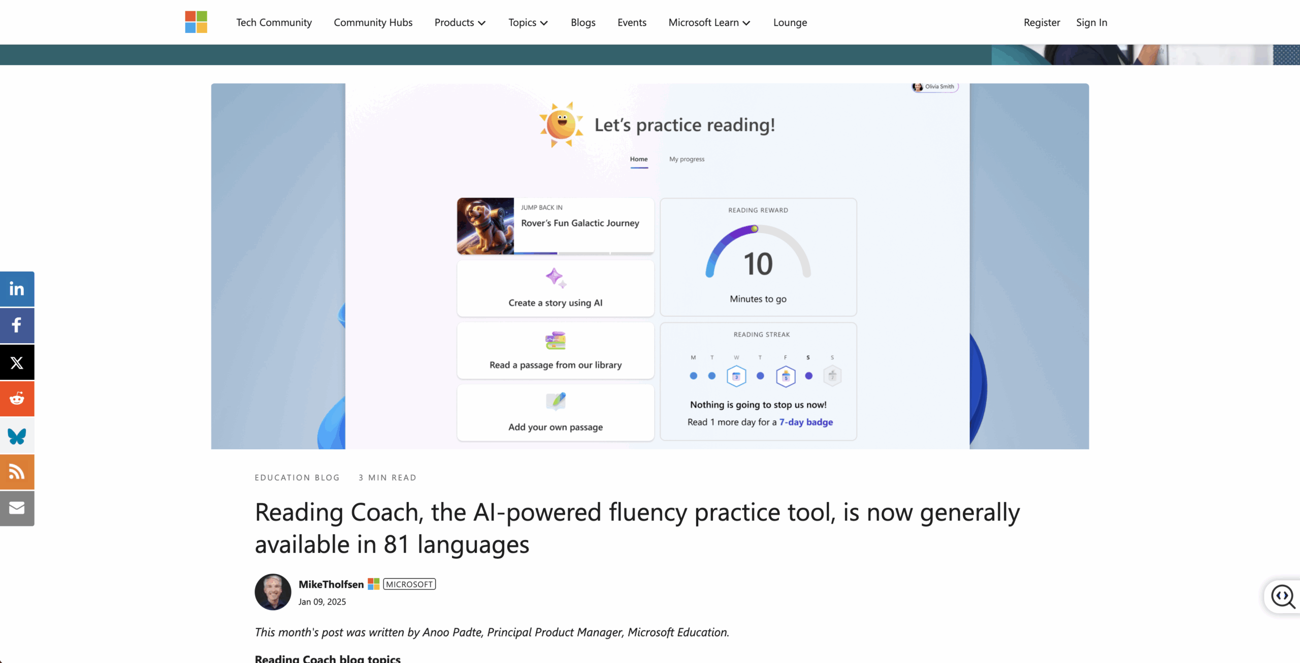 Reading Coach, the AI-powered fluency practice tool, is now generally available in 81 languages